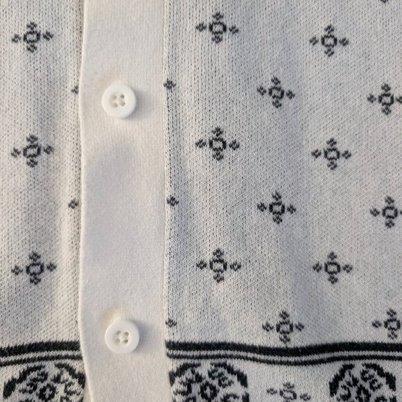 Original Use short sleeve button up sweater polo - white with starburst print - Picture 4 of 4